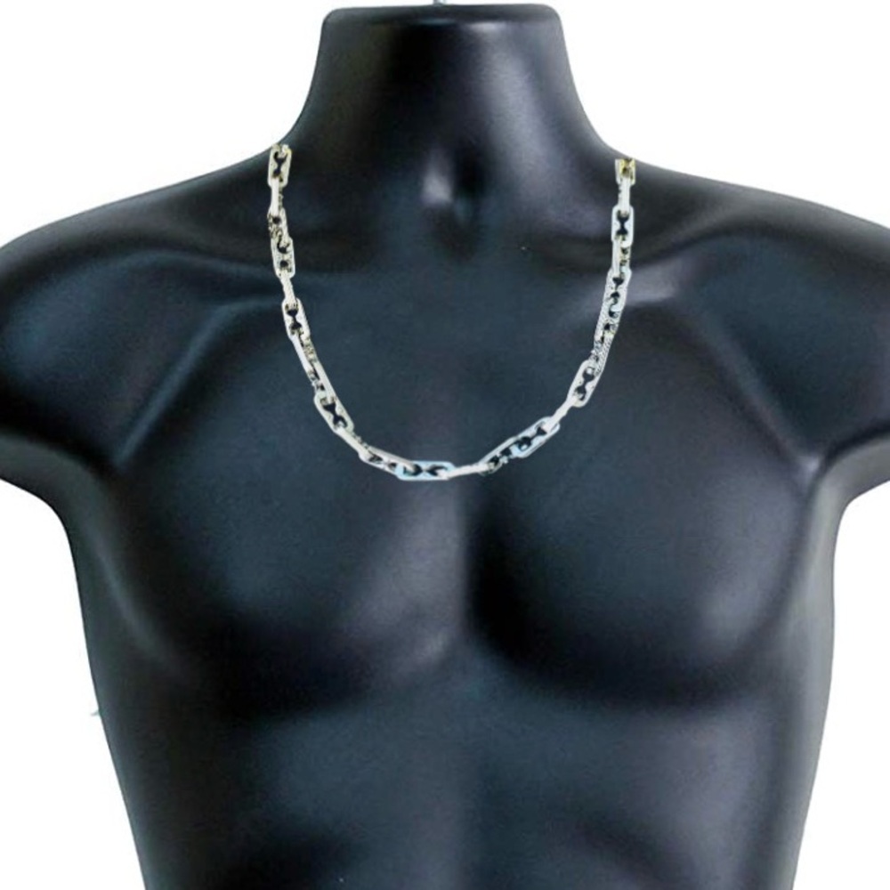 Men’s Vintage FIBO 24” 8mm Stainless Steel Pop-Tab Bike Link Box Chain Necklace